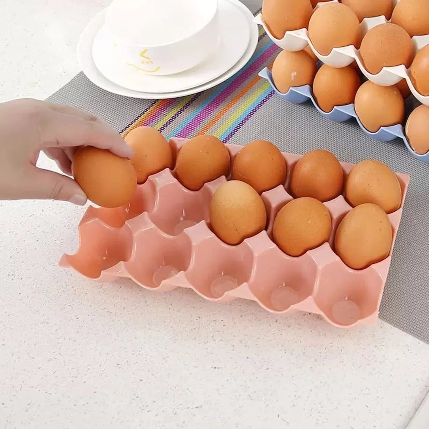 15-Egg Plastic Storage Tray Set (4-Pack)