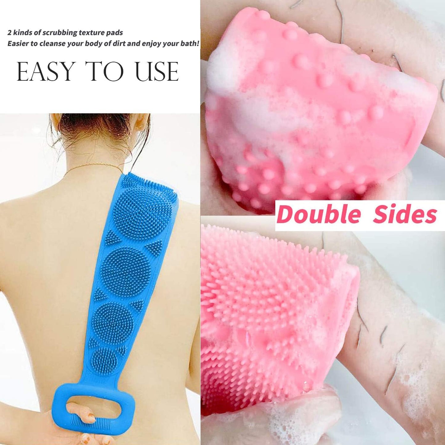 7274 Low Quality Bath Body Brush Towel Eco-friendly Back Scrubber Shower Brush Silicone Bath Body Brush Towel Body Cleaning Bathroom Shower Strap