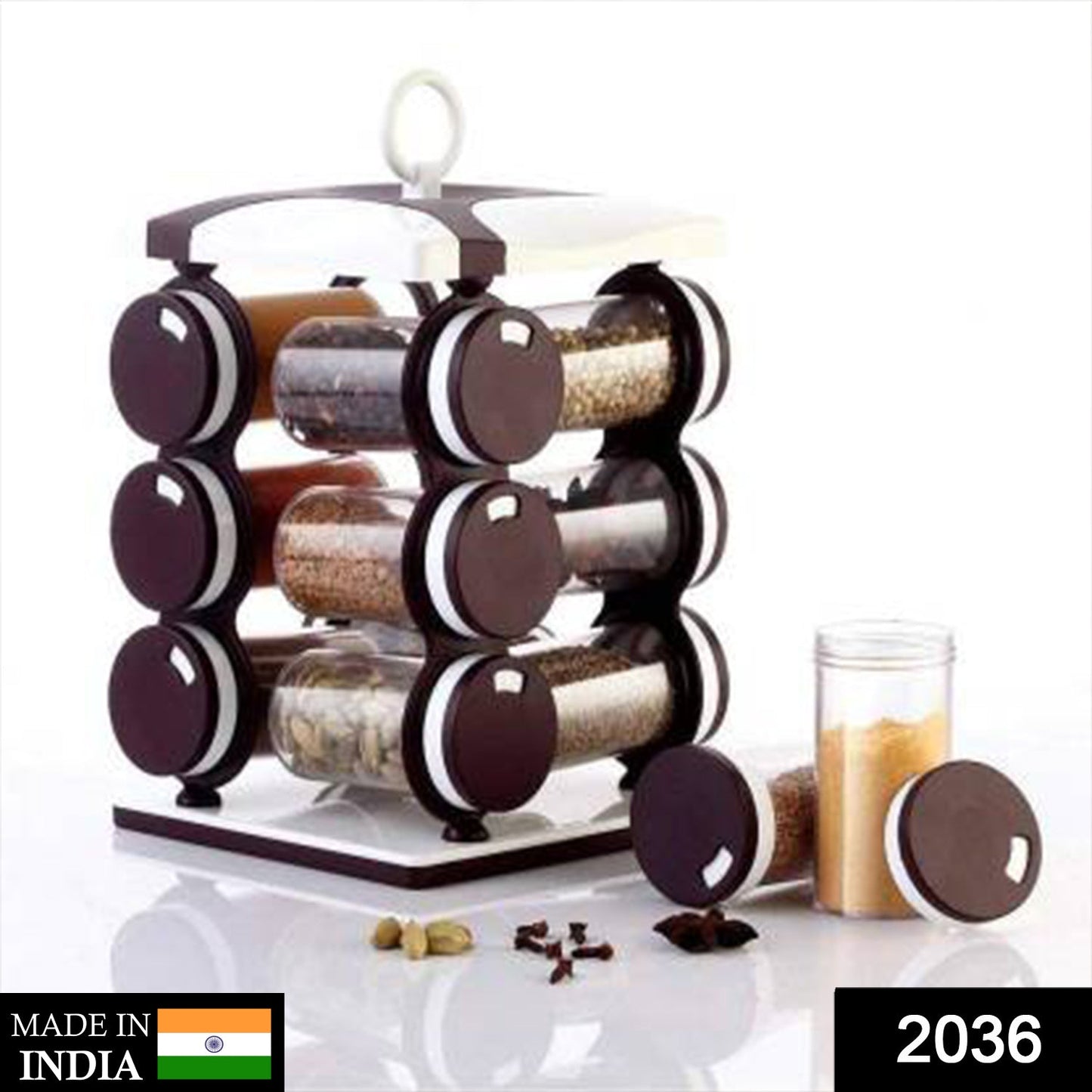 12 Spice Jars – Food-Grade Plastic with Brown Box