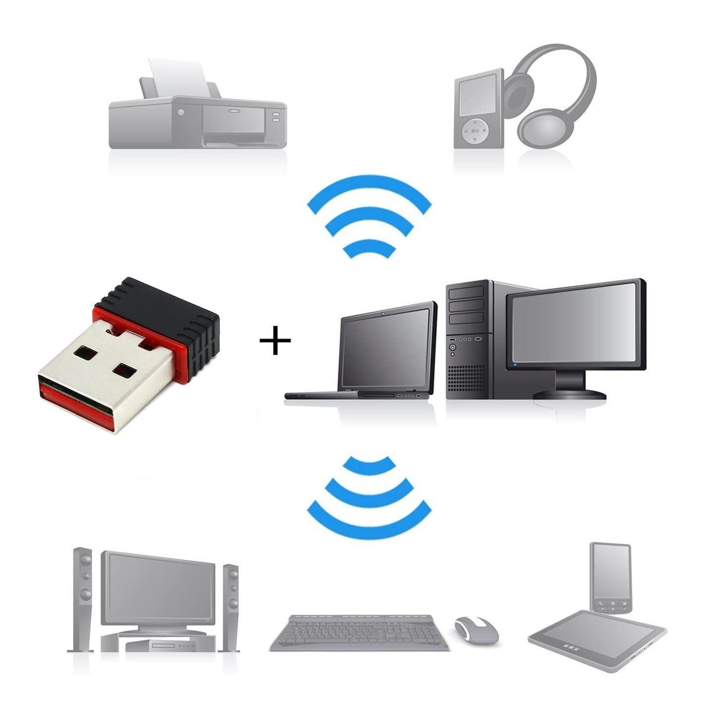 Compact Wi-Fi Adapter with Driver CD