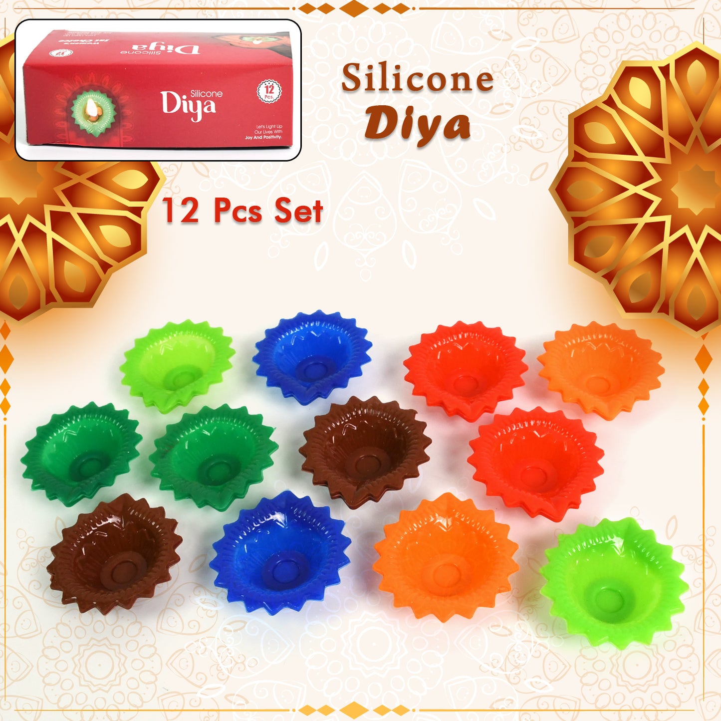 Attractive Silicone Diya Combo – 12 Pcs for Diwali