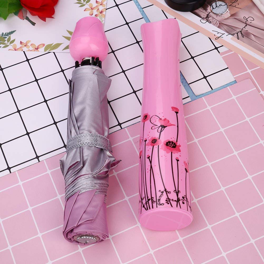 Lightweight Folding Umbrella with Creative Rose Case