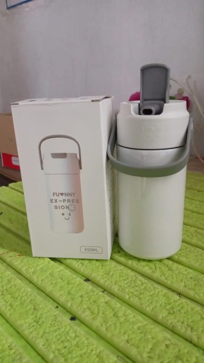 Customize Stainless Steel Mug  Bottle Vacuum Insulated Cup With Handle Small Cup  Straw (650 Ml)