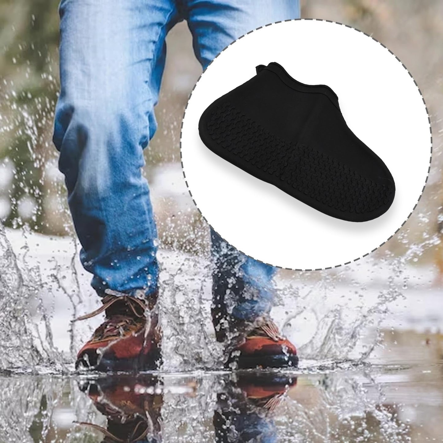 17981 Non-slip Silicone Rain Reusable Anti Skid Waterproof Fordable Boot Shoe Cover (Small Size 1 Pair)