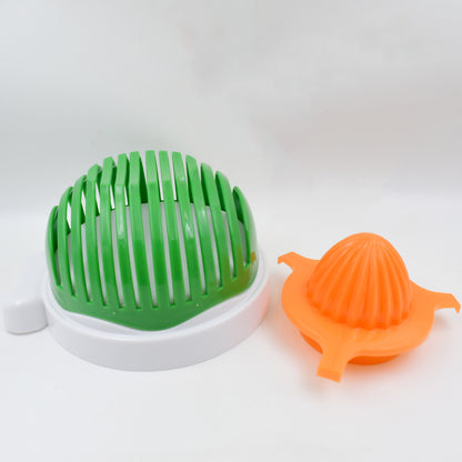 2 In 1 Salad Cutter Bowl With Lemon Squeezer Citrus Juicer (1 Pc)