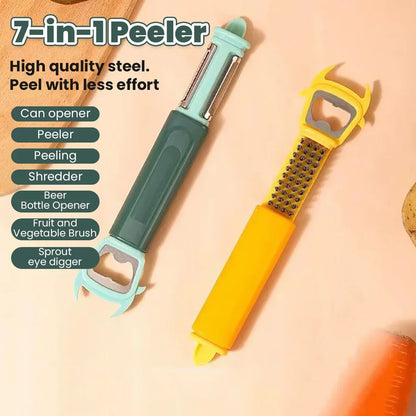 5541 Multifunctional Vegetable Fruit Peelers Slicer Can Opener 7 In 1 Kitchen Peeler For Veggie Fruit Potato Carrot Durable Kitchen Peeling Tool Non-slip Handle Durable For Potato Fruit Vegetables Carrots Cucumbers