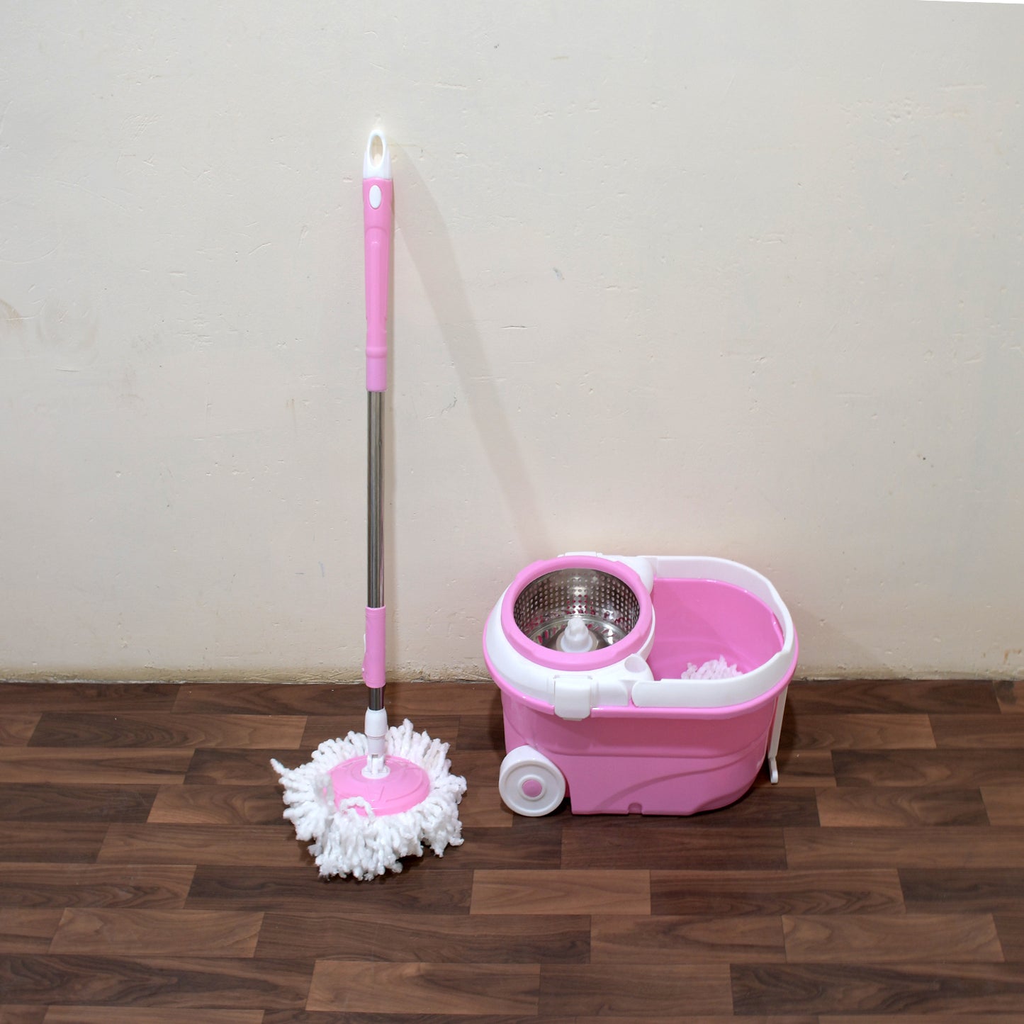 4105 Mop With Bucket For Floor Cleaning With Steel Spin Mop For Floor Cleaning  Floor Cleaner Mop  Spin Mop  Magic Mop  Mop Stick  Spin Mop Set With Bucket Household Office Cleaning Tool Mop