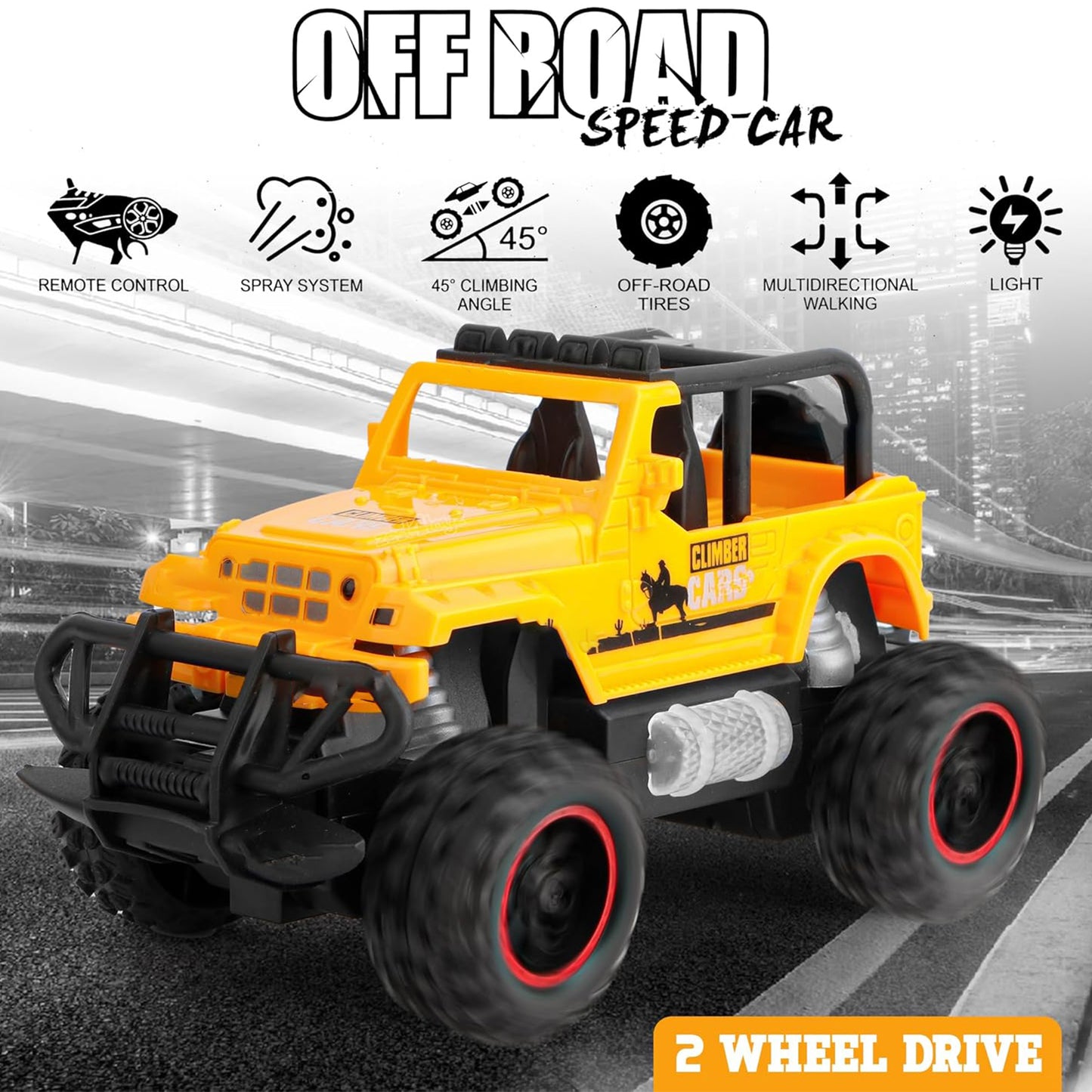 Off-Road Mist Spray Car Toy for Kids – Colorful Effects