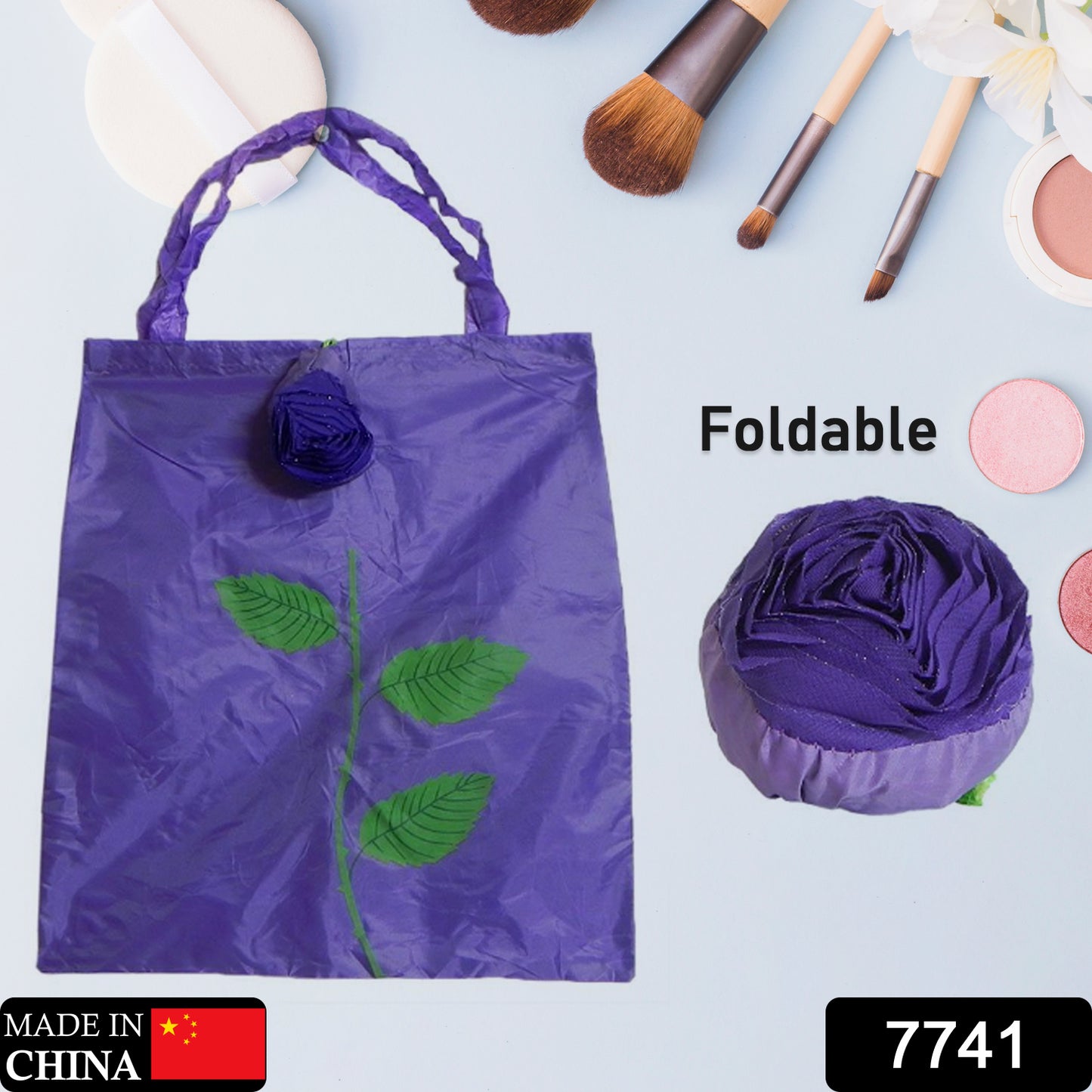 7741 Foldable Bag Cute Rose Shape Cover Reusable Bag Naylon Bag Nylon Shopping Carry Bags Large Reusable Foldable Bag Eco Friendly Shopping Folds To Pocket Size Tote Grocery Shoulder Handbag Travel Bag (1pc)