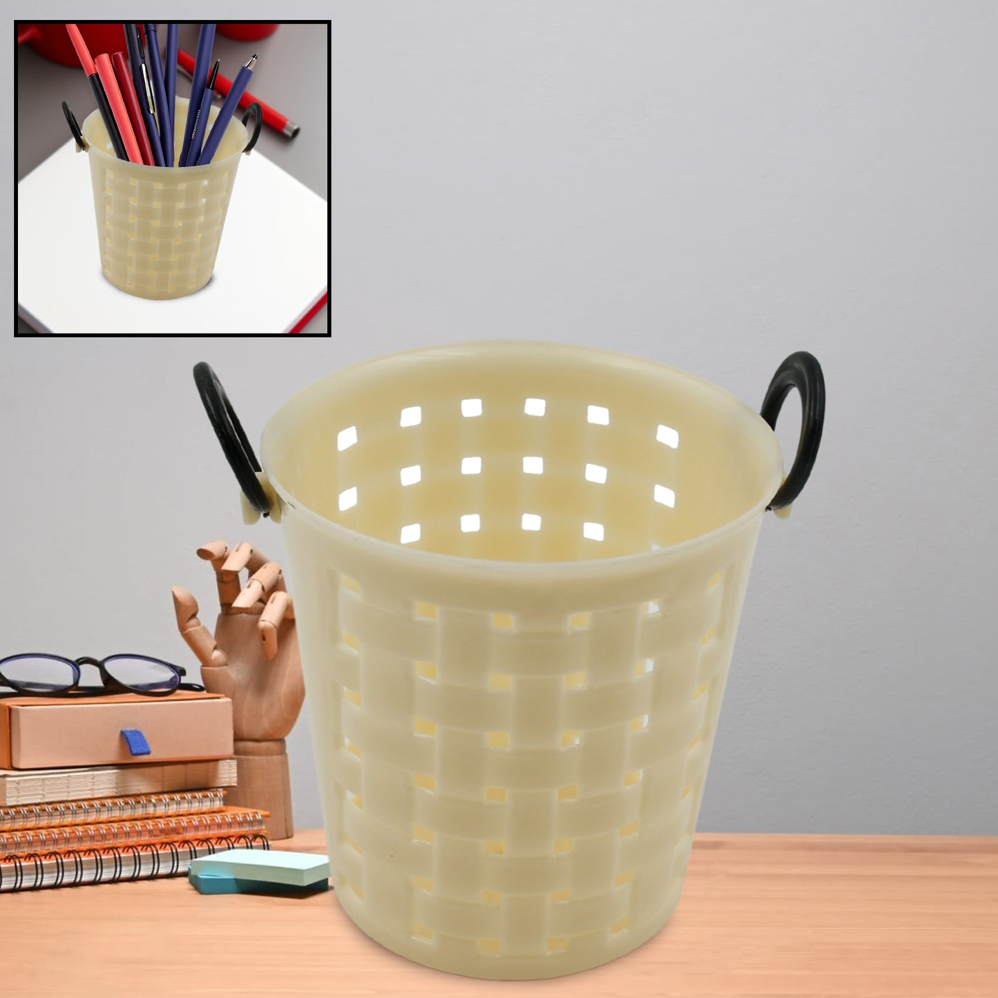 17557 Multifunctional Plastic Round Multi-purpose Toothpaste Stationary Pen Pencil Holder Mini Desk Office Desktop Stationery Organizer Bathroom Shelves For Adults  (1 Pc)