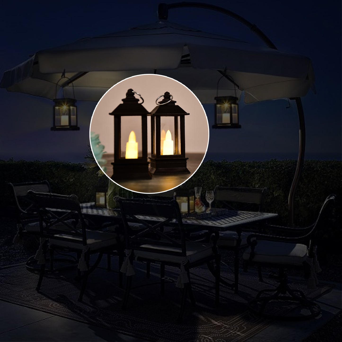 6555 Classic Style Lantern With Artificial Rustic Battery-operated Flameless Candle Light For Home Decoration - Good For Indoor  Outdoor Use (Pack Of 24)