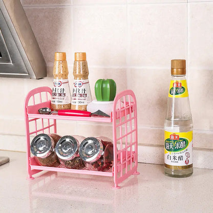 7942 2layer Foldable Plastic Small Storage Shelf Bathroom Shelves Shower Candy Corner Rack Kitchen Shelf Organizer