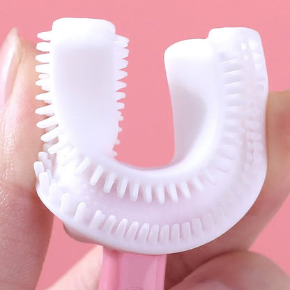 2 In1 U-shape Silicone Manual Toothbrush  Tongue Scraper Cleaner Brush (1 Pc)