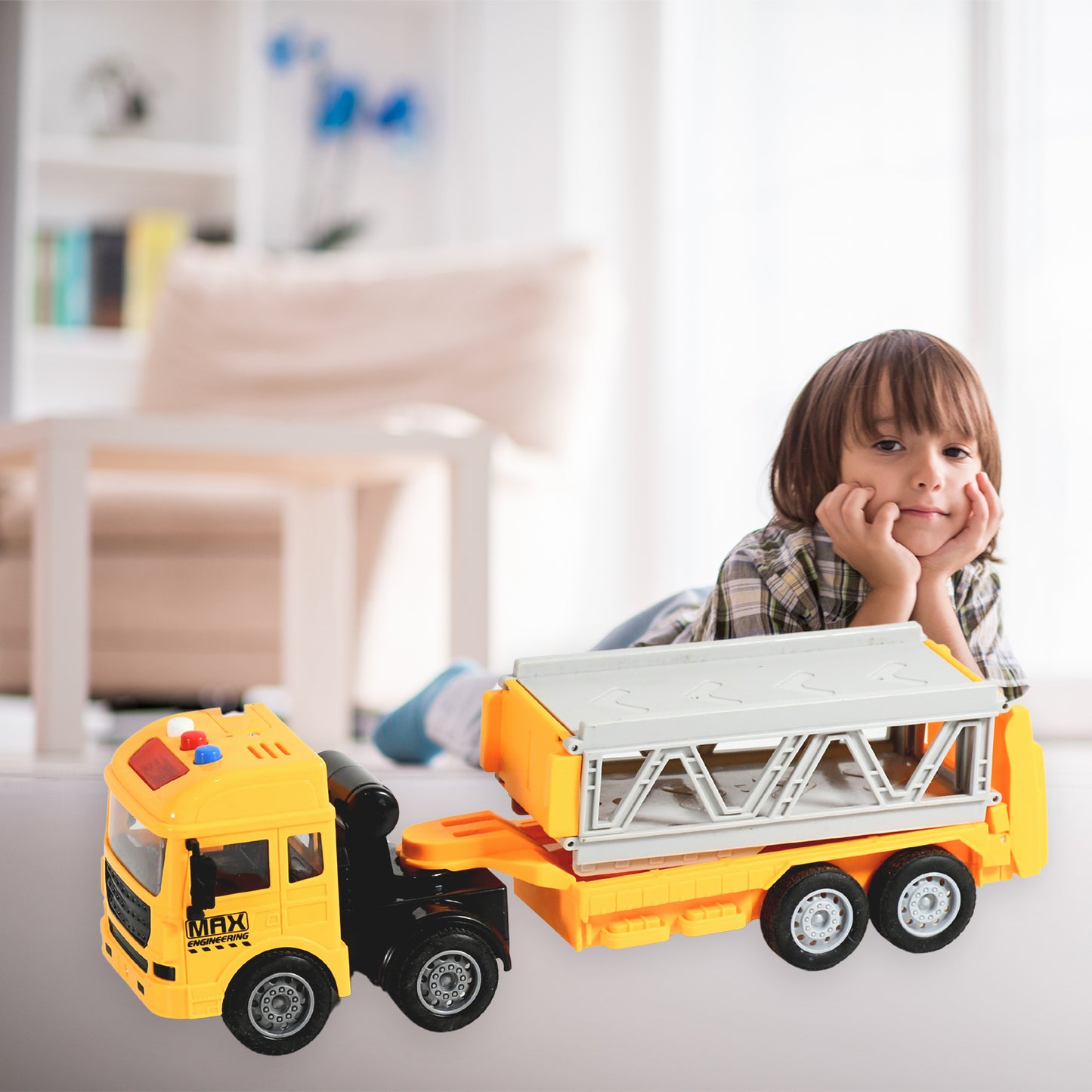 Realistic Toy Vehicle Transport Playset with Lights & Sound