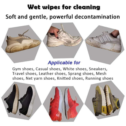 4367 Shoe Cleaning Wet Wipes Fast Scrubbing Shoes Cleaning Tissue Sneakers Non-woven Detergent Quick Wipes Disposable Travel Portable Removes Dirt Stains