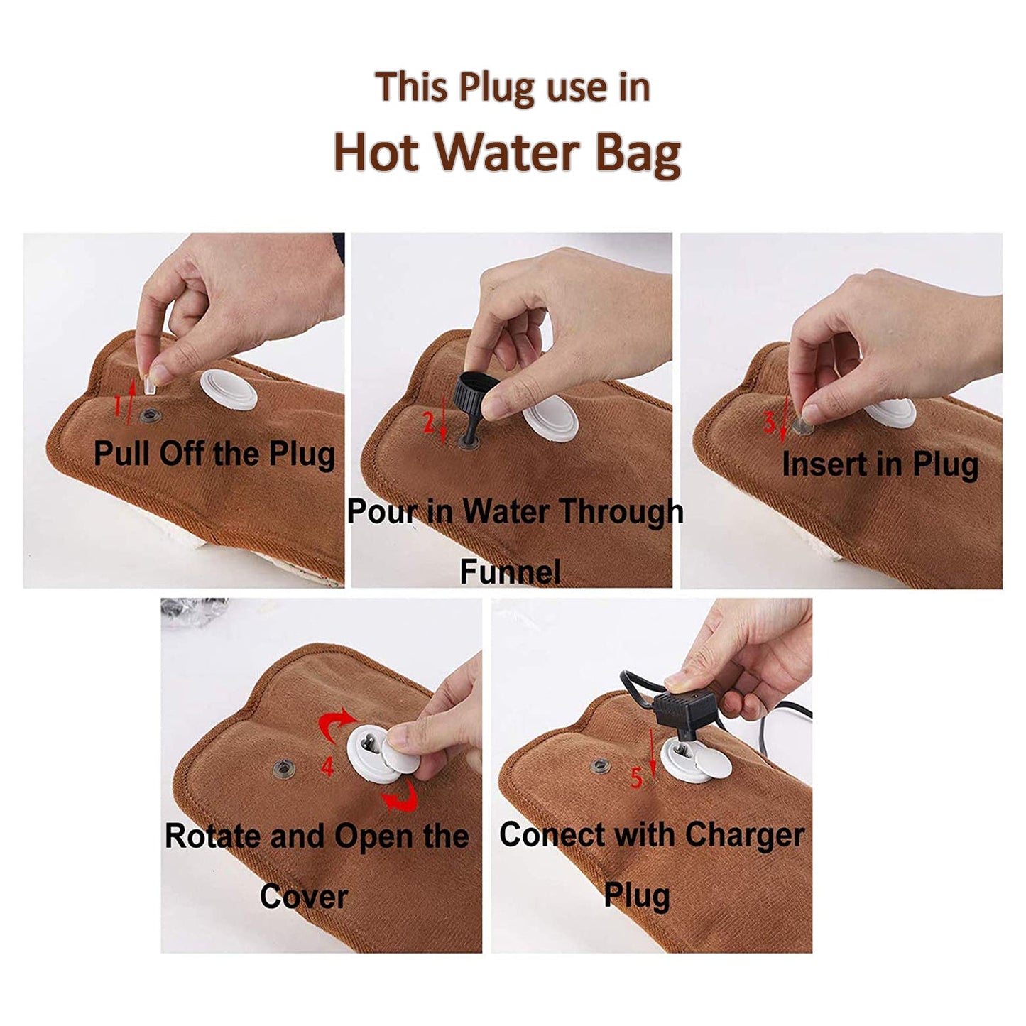 6140 5 Pc Hot Water Bag In Water Stopper Used As A Stopper While Injecting Nails On Walls Etc.