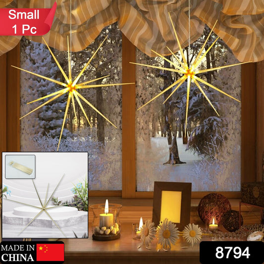 3d Gold Star Hanging Decoration Star Acrylic Look  Hanging Luminous Star For Windows Home Garden Festive Embellishments For Holiday Parties Weddings Birthday Home Decoration ( Big  Medium Small )