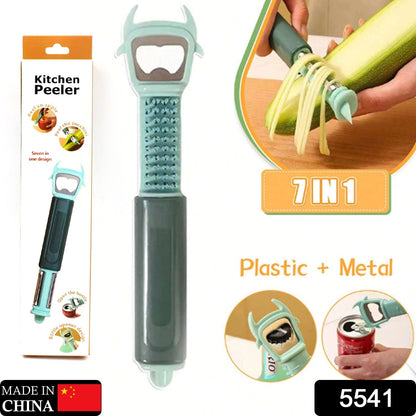 5541 Multifunctional Vegetable Fruit Peelers Slicer Can Opener 7 In 1 Kitchen Peeler For Veggie Fruit Potato Carrot Durable Kitchen Peeling Tool Non-slip Handle Durable For Potato Fruit Vegetables Carrots Cucumbers