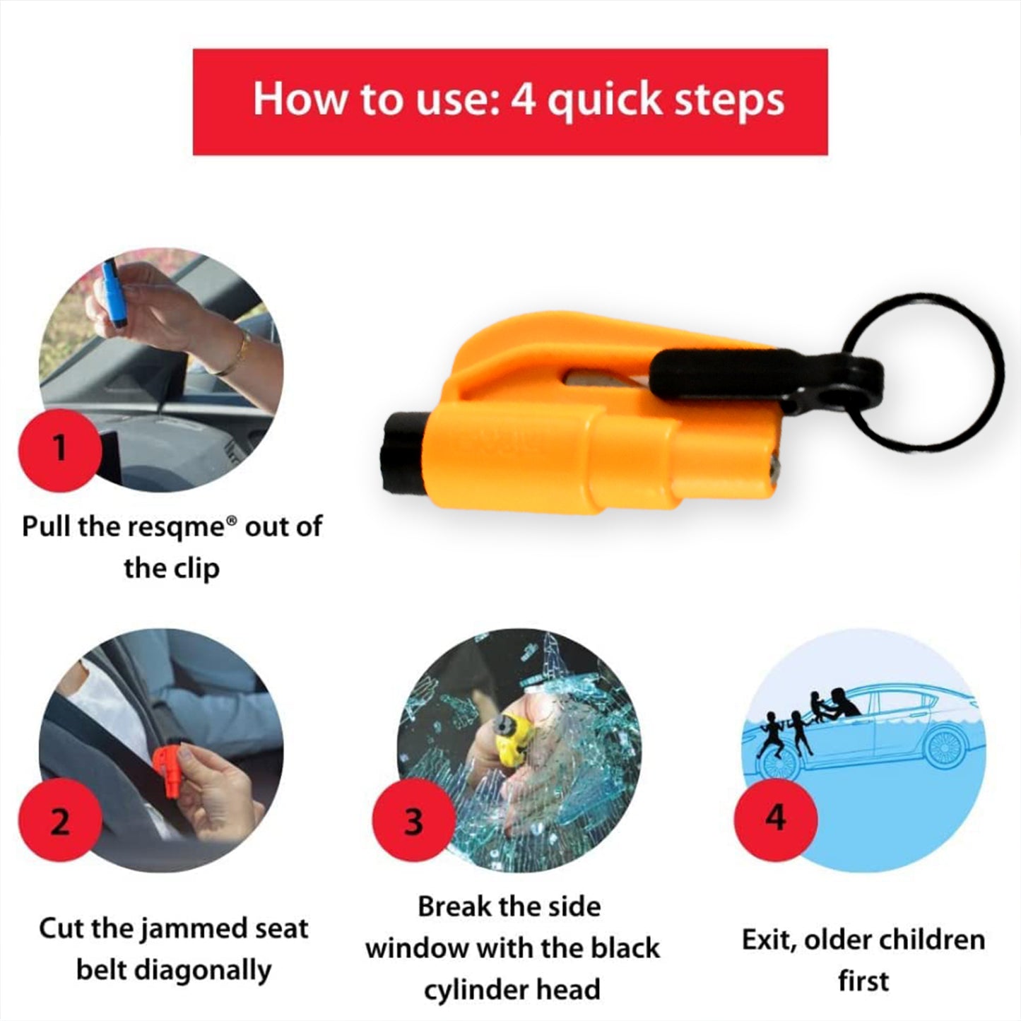 Compact Emergency Glass & Seatbelt Cutter