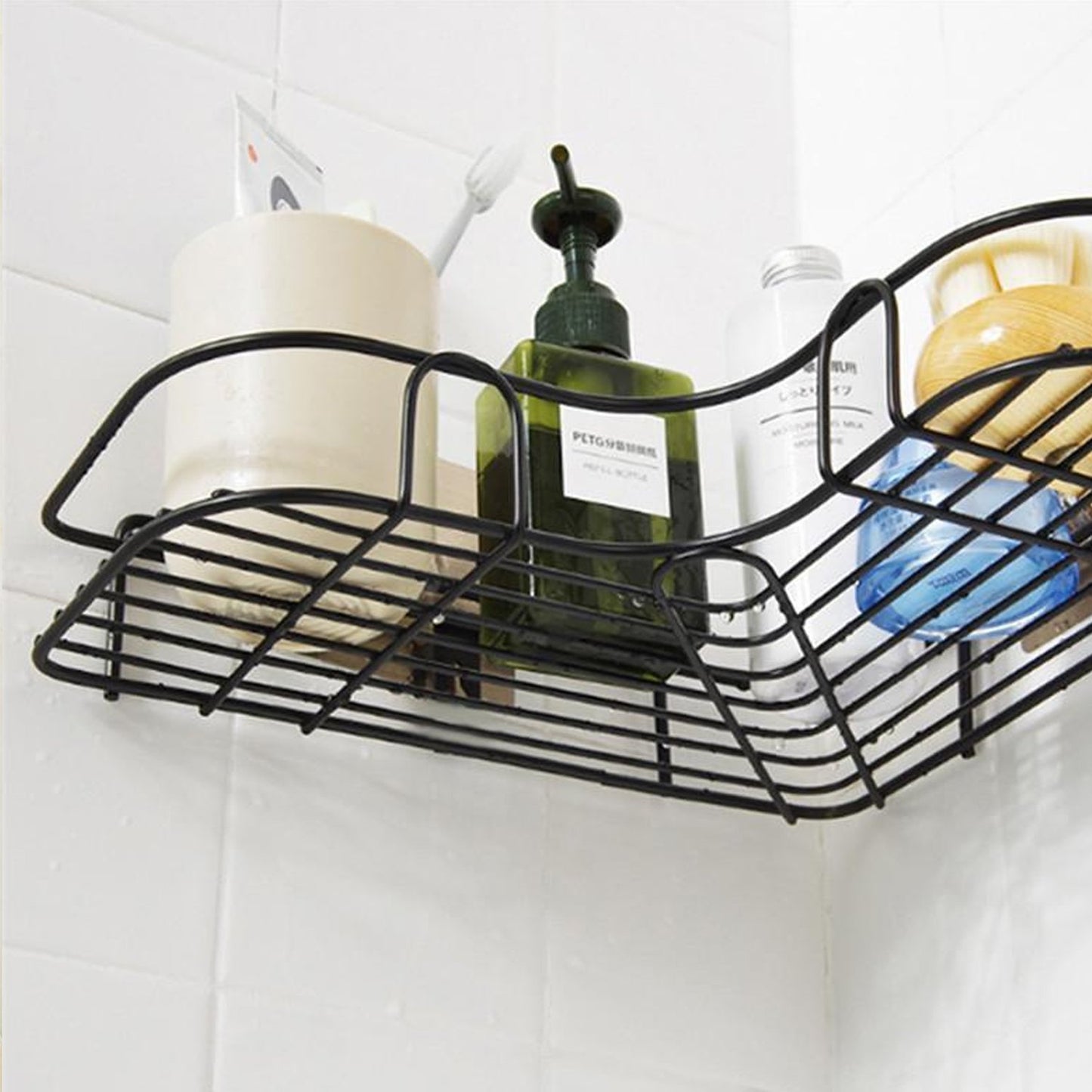 1759 Self-adhesive Kitchen-bathroom Corner Shelf Organiser Storage Rack