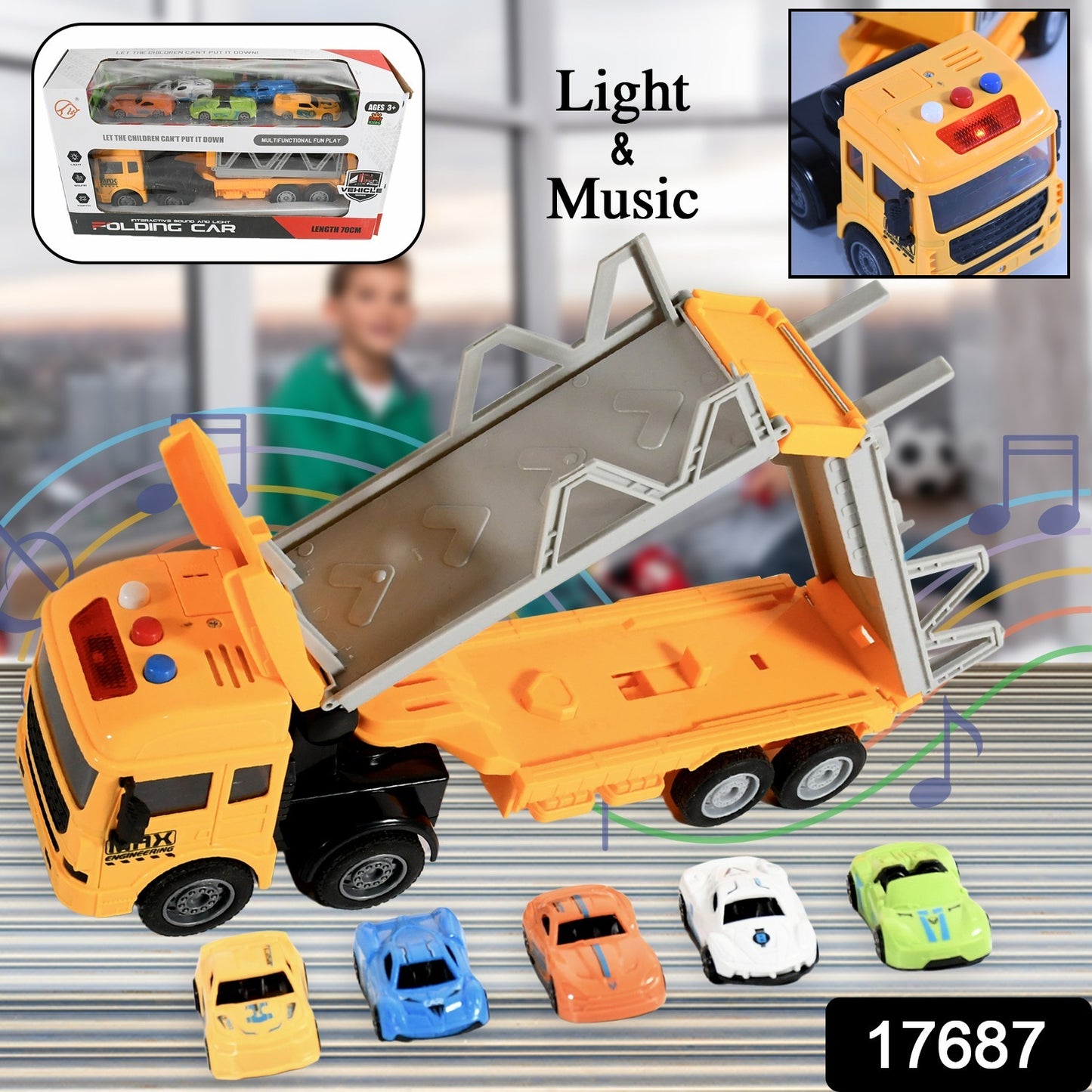 Realistic Toy Vehicle Transport Playset with Lights & Sound