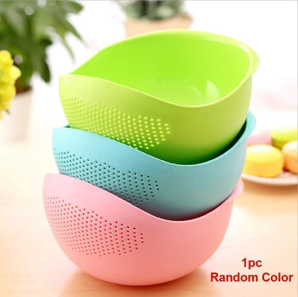 0081 Virgin Rice Bowl Durable Plastic Strainer Water Strainer  Vegetable  Fruits Washing Bowl