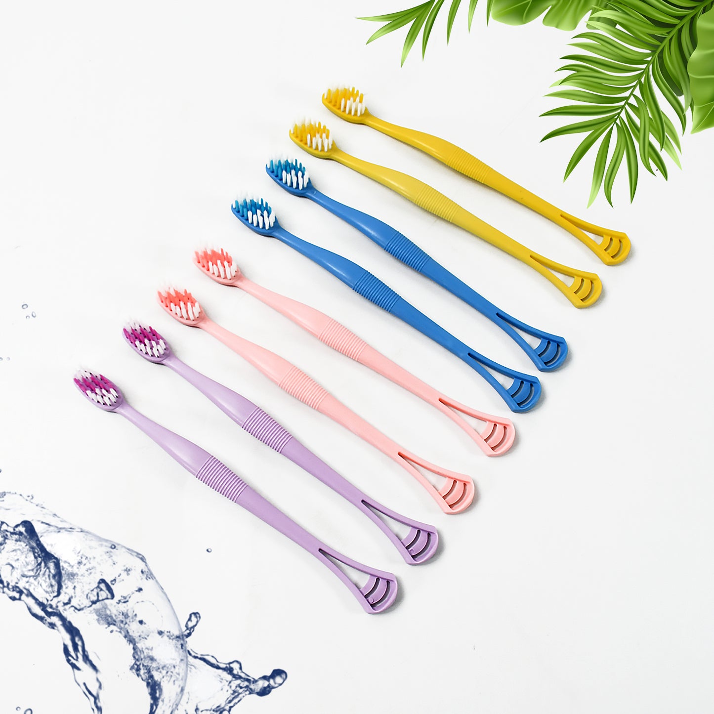 2-in-1 Toothbrush & Tongue Scraper (Soft Bristle, 8pcs)