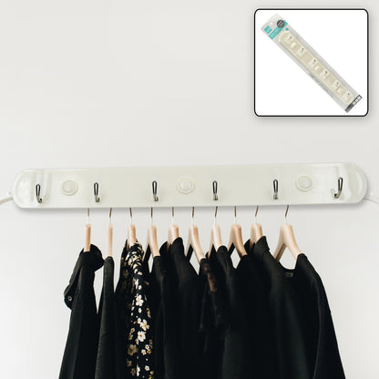 4041 Multipurpose Hangers Wall Door Hooks Rail For Hanging Clothes For Hanging Hook Rack Rail Extra Long Coat Hanger Wall Mount For Clothes Jacket Hats 6 Hook