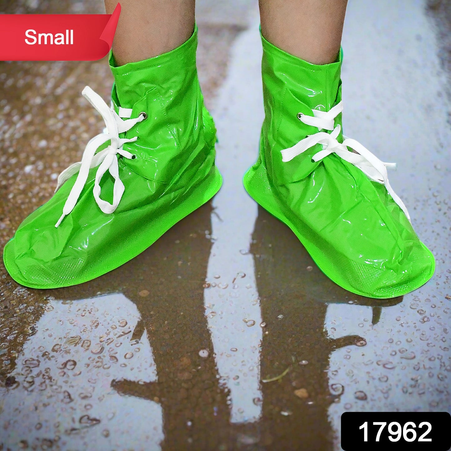 17962 Plastic Shoes Cover Reusable Anti-slip Boots Zippered Overshoes Covers  Shoe Laces Waterproof Snow Rain Boots For Kids  Adult Shoes For Rainy Season (1 Pair)