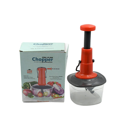 5790 Manual Press Fruit  Vegetable Chopper With 3 Stainless Steel Blades Anti-slip Base And Locking System Cutting Chopper For Kitchen (650 Ml)