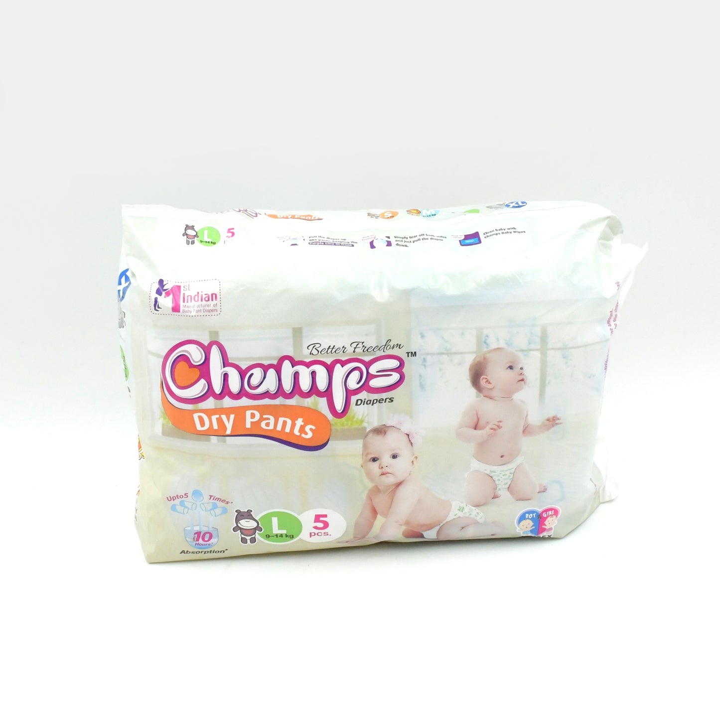 Champs Soft & Dry Baby Diaper Pants - S (5 Pcs)