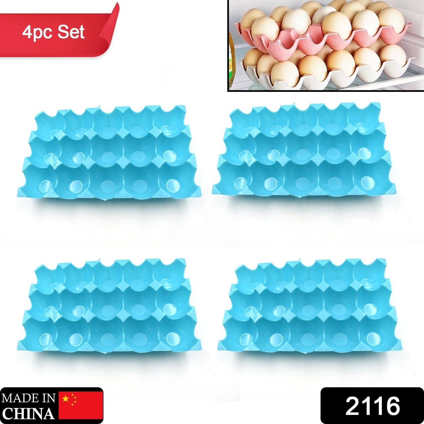 15-Egg Plastic Storage Tray Set (4-Pack)