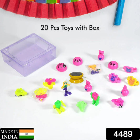 4489 20pc Mix All New Toy With Plastic Commander Container  Mix All Types Playing Toy For Kids