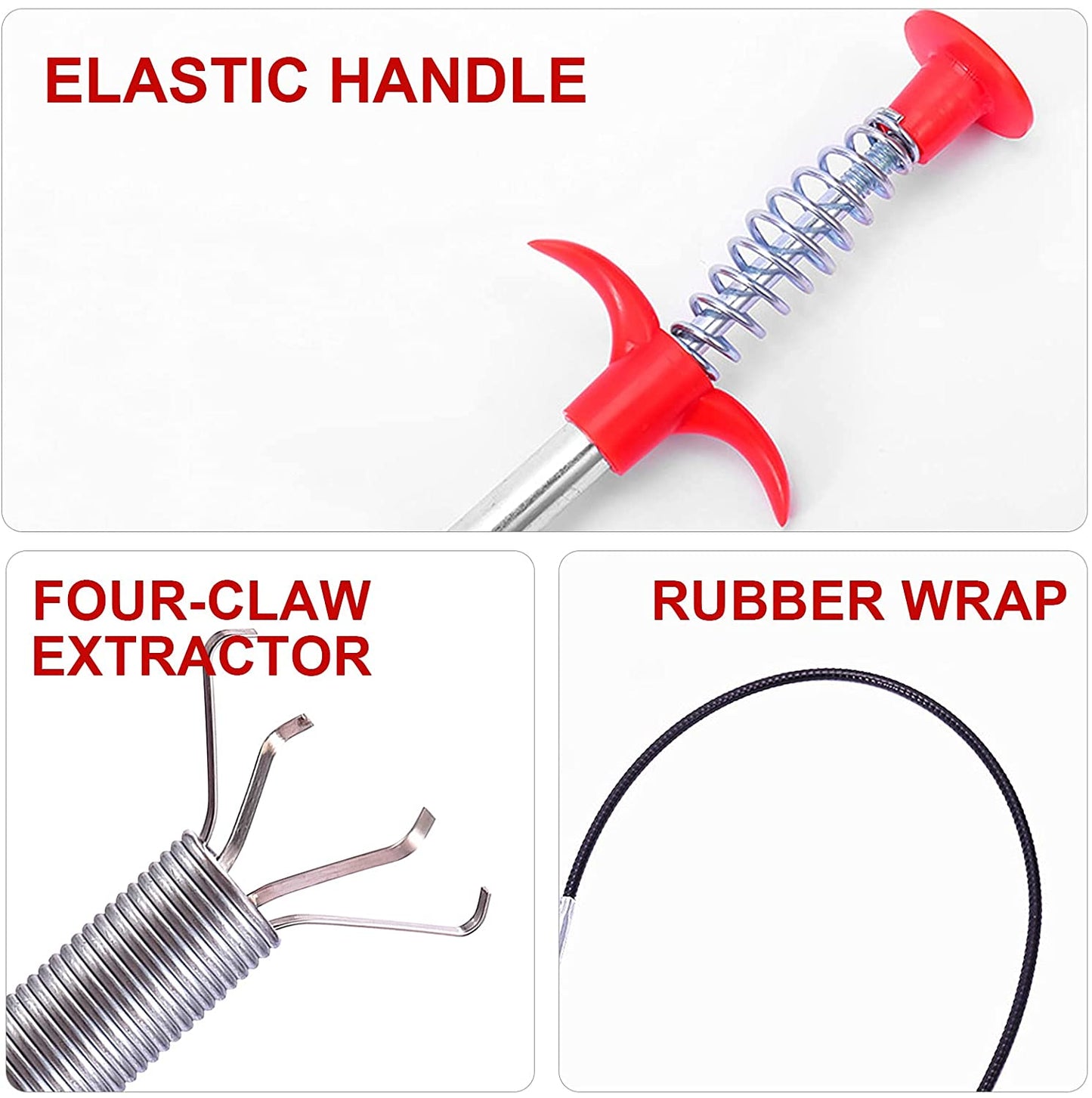 1628 Multifunctional Cleaning Claw Pilpe Cleaner Drainage Block Remover Drain Spring Pipe Dredging Tool Drain Cleaning Tool For Hair Drain Drain Cleaner Sticks Drain Pipe Clearer (290 Cm)