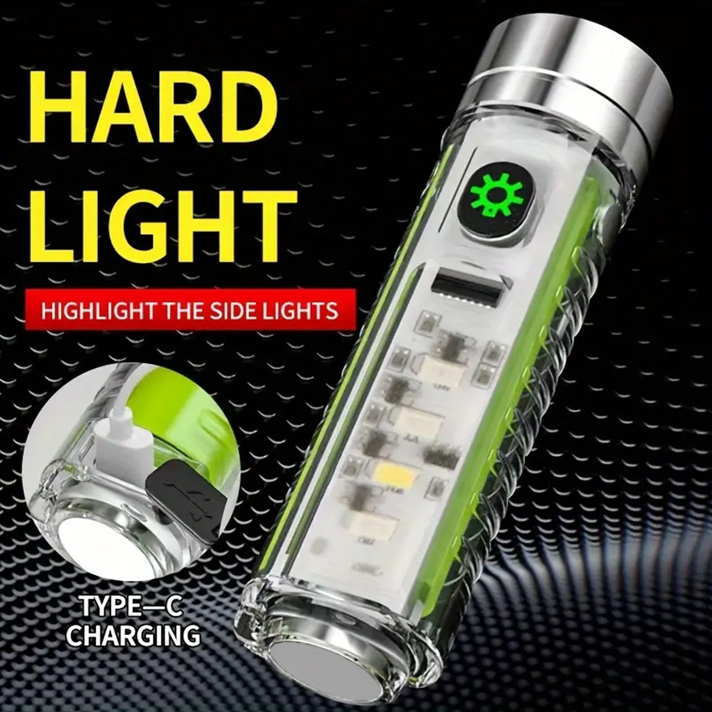 Pattern Flashlight Usb Flashlight Rechargeable Led Torch Light (1 Pc)