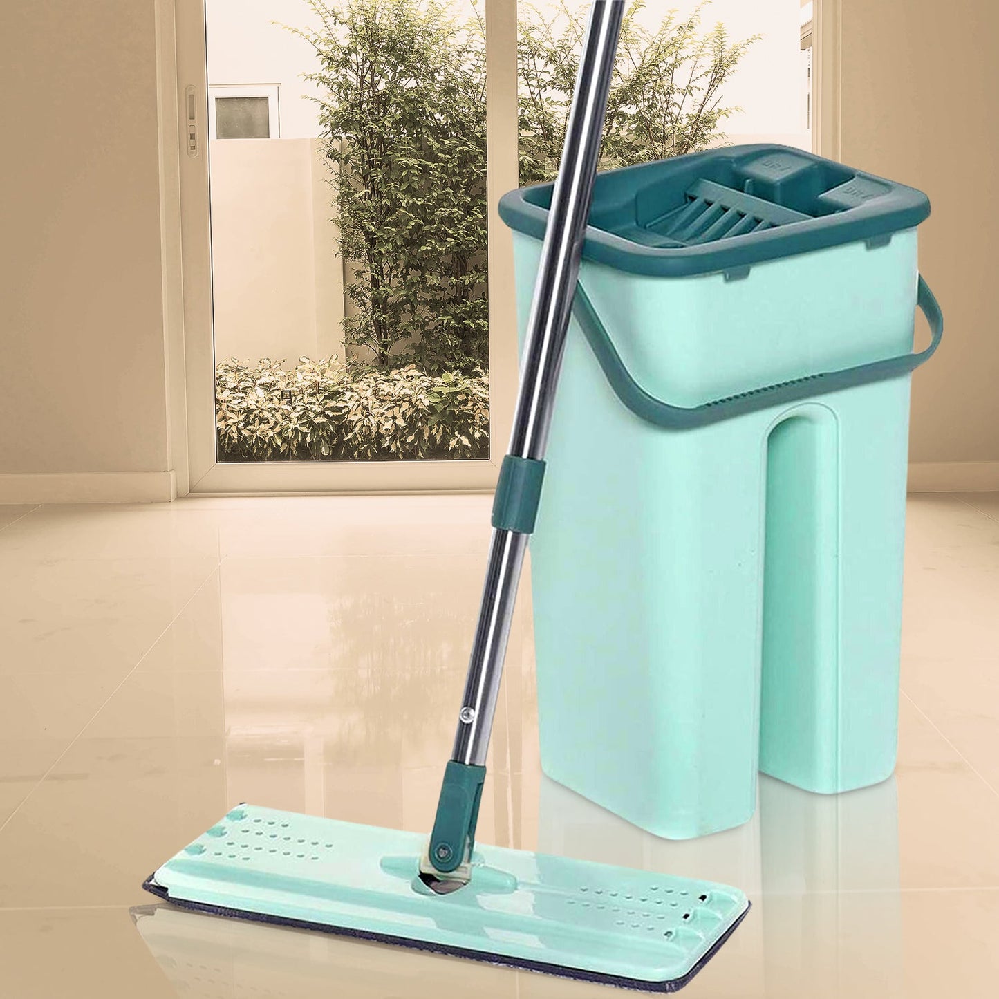 2-in-1 Flat Mop And Bucket Set