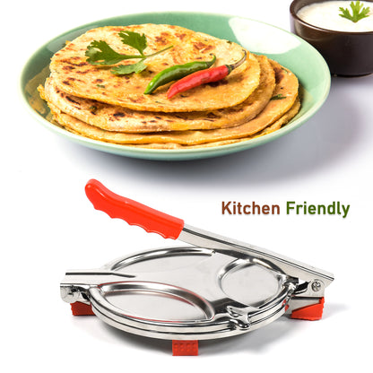 7149a Puri Press Maker - Stainless Steel Puri Maker Press Machine - Roti Chapati Presser For Home - Papad-khakhra- Puri Maker Press Machine With Handle Manual Puri Maker (Medium)