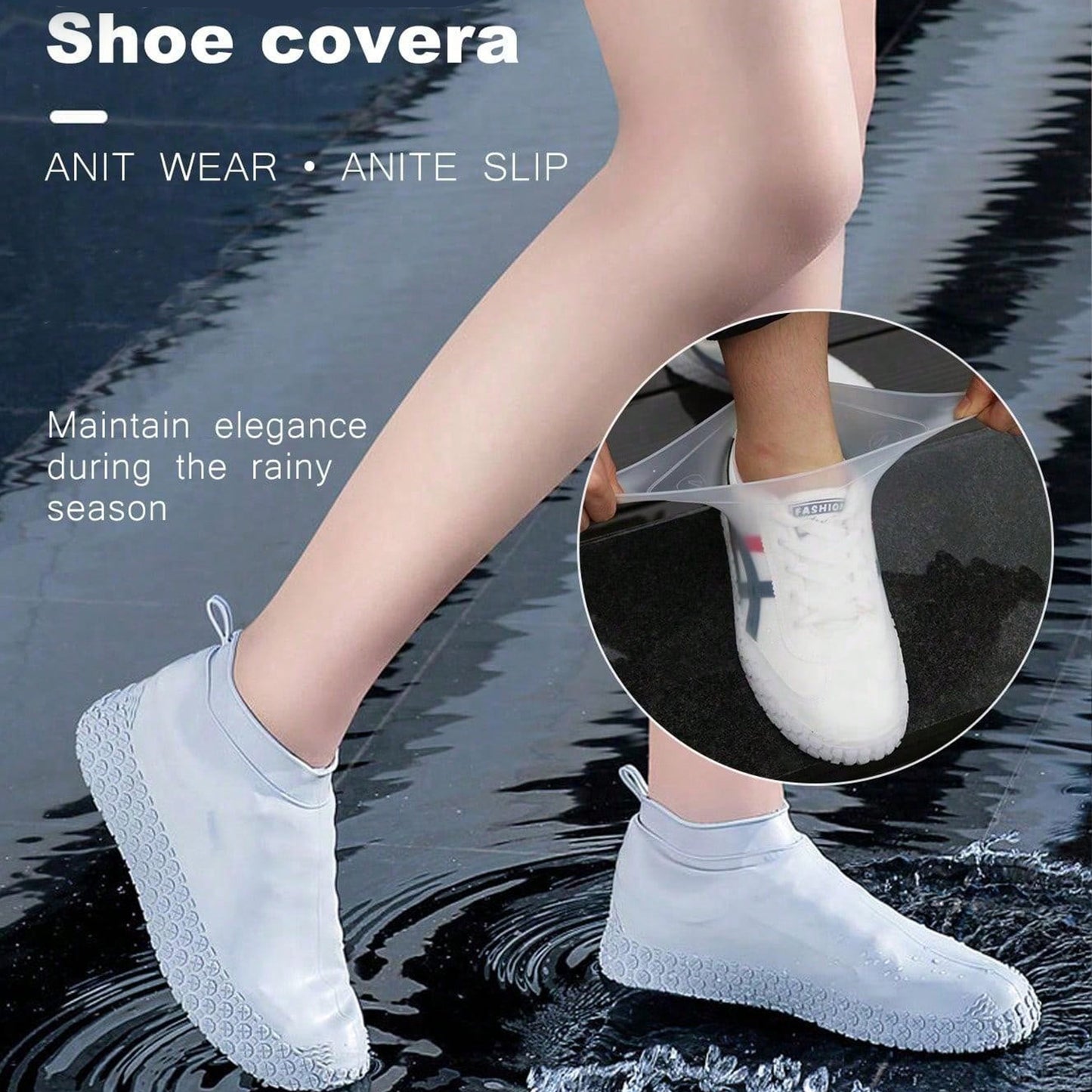 17984 Non-slip Silicone Rain Reusable Anti Skid Waterproof Fordable Boot Shoe Cover (Large Size  1 Pair  Mix Color)