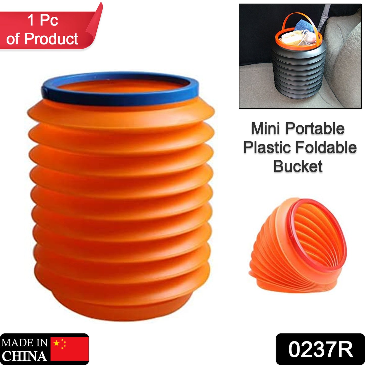 0237r  Foldable Storage Bucket  Water Container  Dustbin Multiuse Bucket For Home  Car  Kitchen Use Bucket