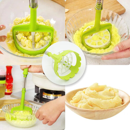 5768 Multi Functional One-handed Plastic Manual Mashed Potatoes Masher Mash Sweet Potato Masher With Comfort Grip And Stainless-steel Spring Design For Nonstick Pans (1 Pc)