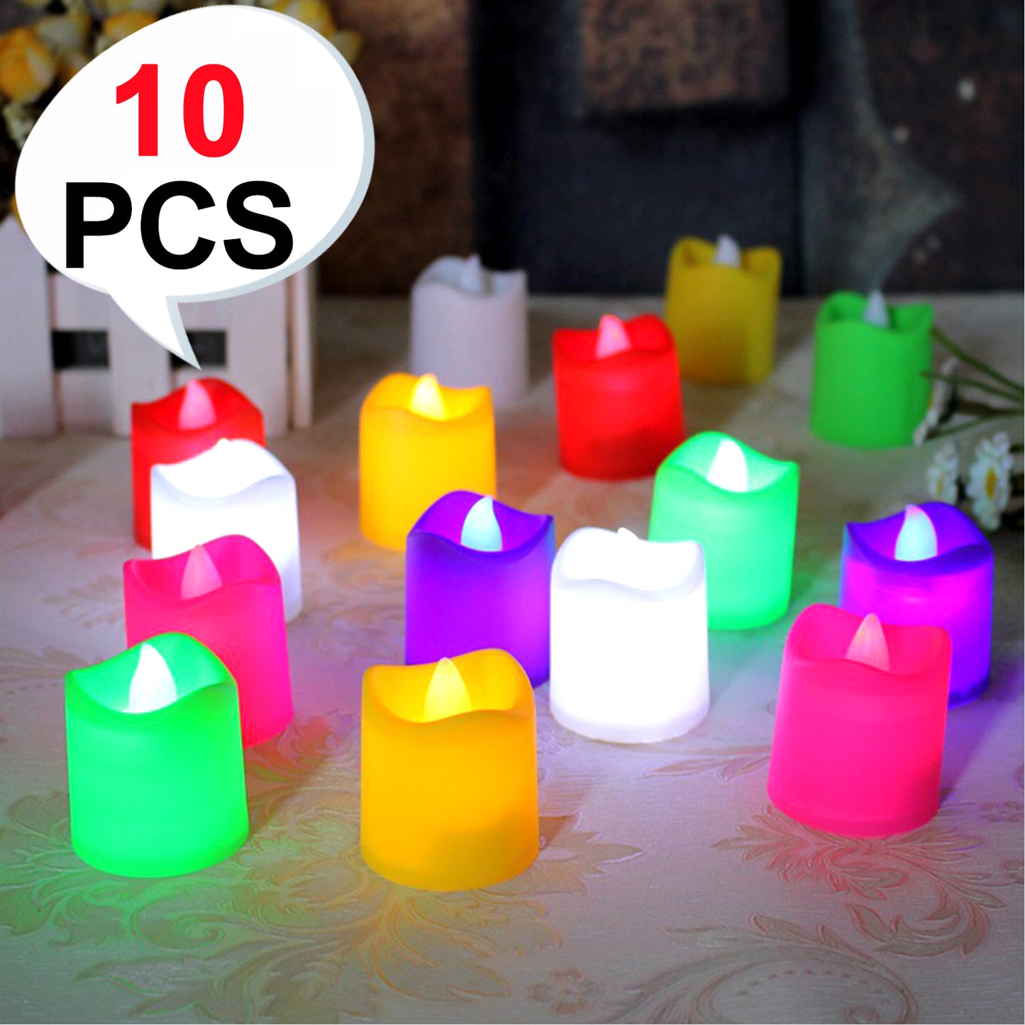 6429 10pcs Festival Decorative - Led Tealight Candles  Battery Operated Candle Ideal For Party.