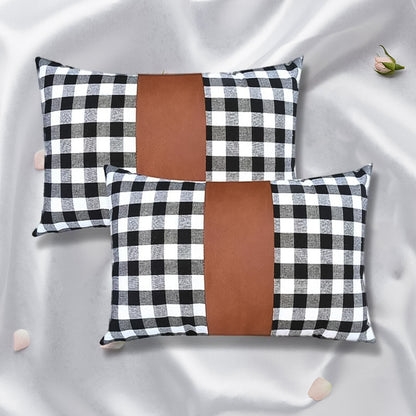 Pillow Covers Leather  Cotton Cushion Covers (17  17 Inch  1 Pair  2 Pc)