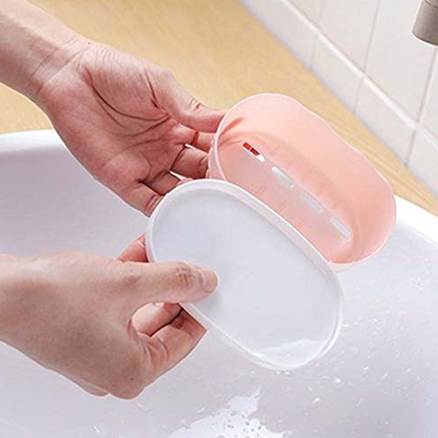 17509 Soap Container Soap Box Household Kitchen And Bathroom Can Use Pp Material Drain Box Double Soap Dish For Bathroom Shower Home Outdoor Camping (1 Pc)