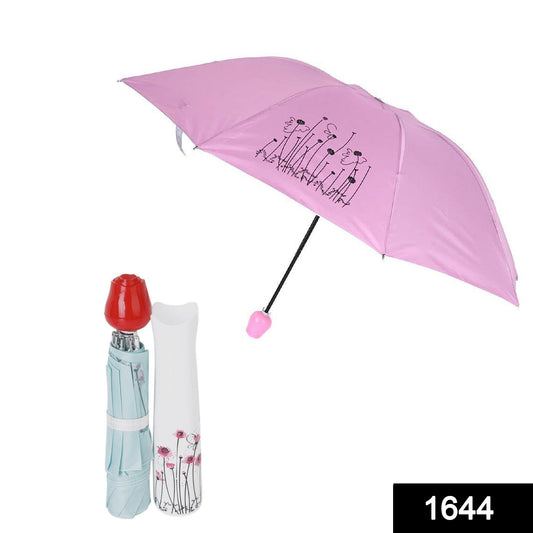 Lightweight Folding Umbrella with Creative Rose Case