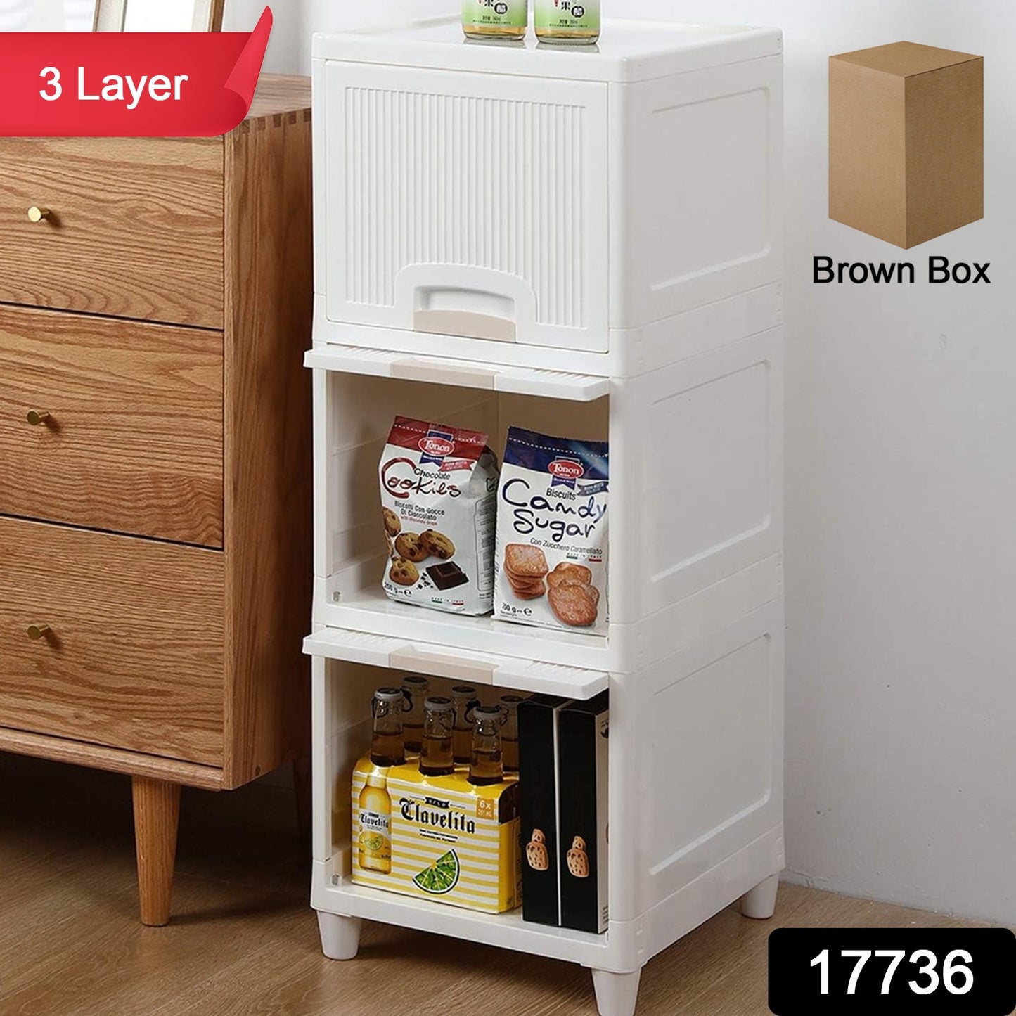 2-Layer Foldable Storage Drawer Unit