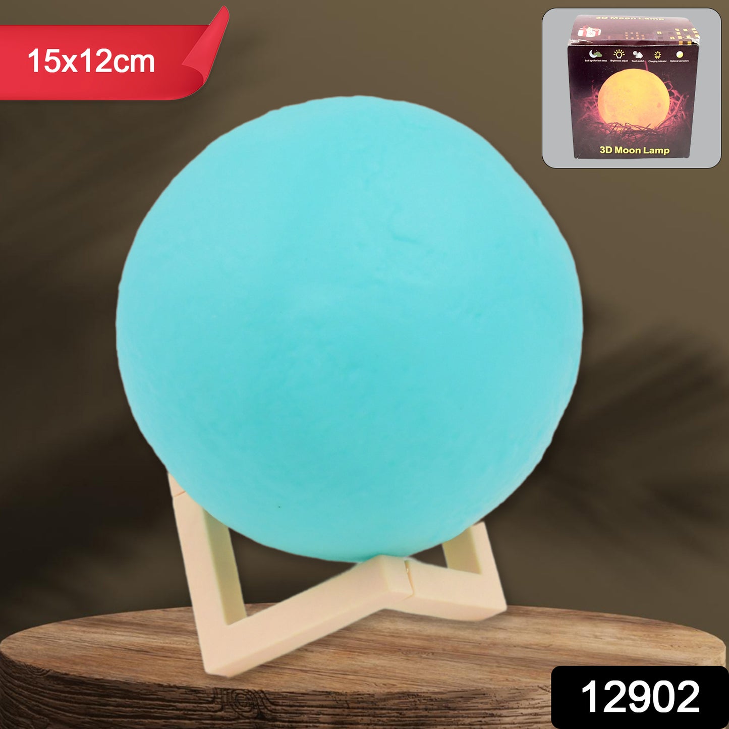 Moon Night Lamp Blue Color With Plastic Stand (15 X12 Cm  1 Pc)