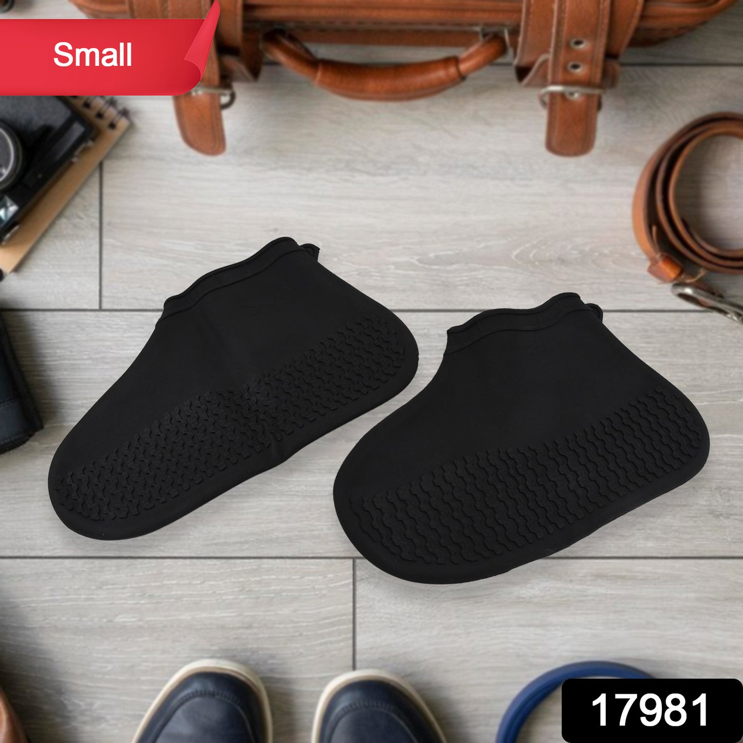 17981 Non-slip Silicone Rain Reusable Anti Skid Waterproof Fordable Boot Shoe Cover (Small Size 1 Pair)