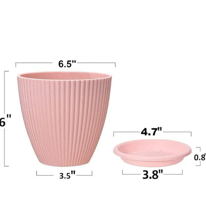 Plastic Flower Pot With Bottom Tray (5 Pcs Set)