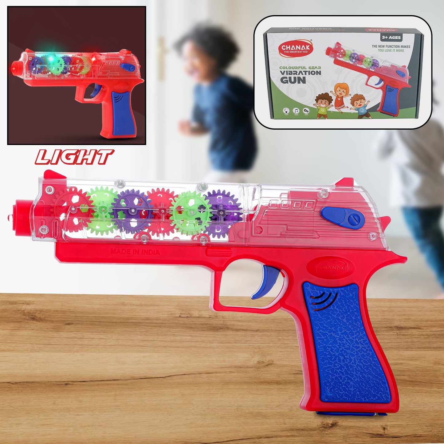 Electric Laser Toy Gun with Rotating Gear