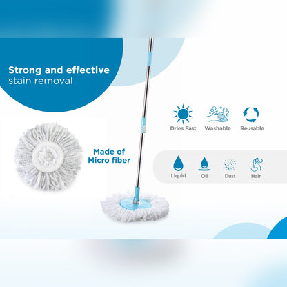 8712 Sporty Plastic Spin Mop With Bigger Wheels And Plastic Auto Fold Handle For 360 Degree Cleaning.